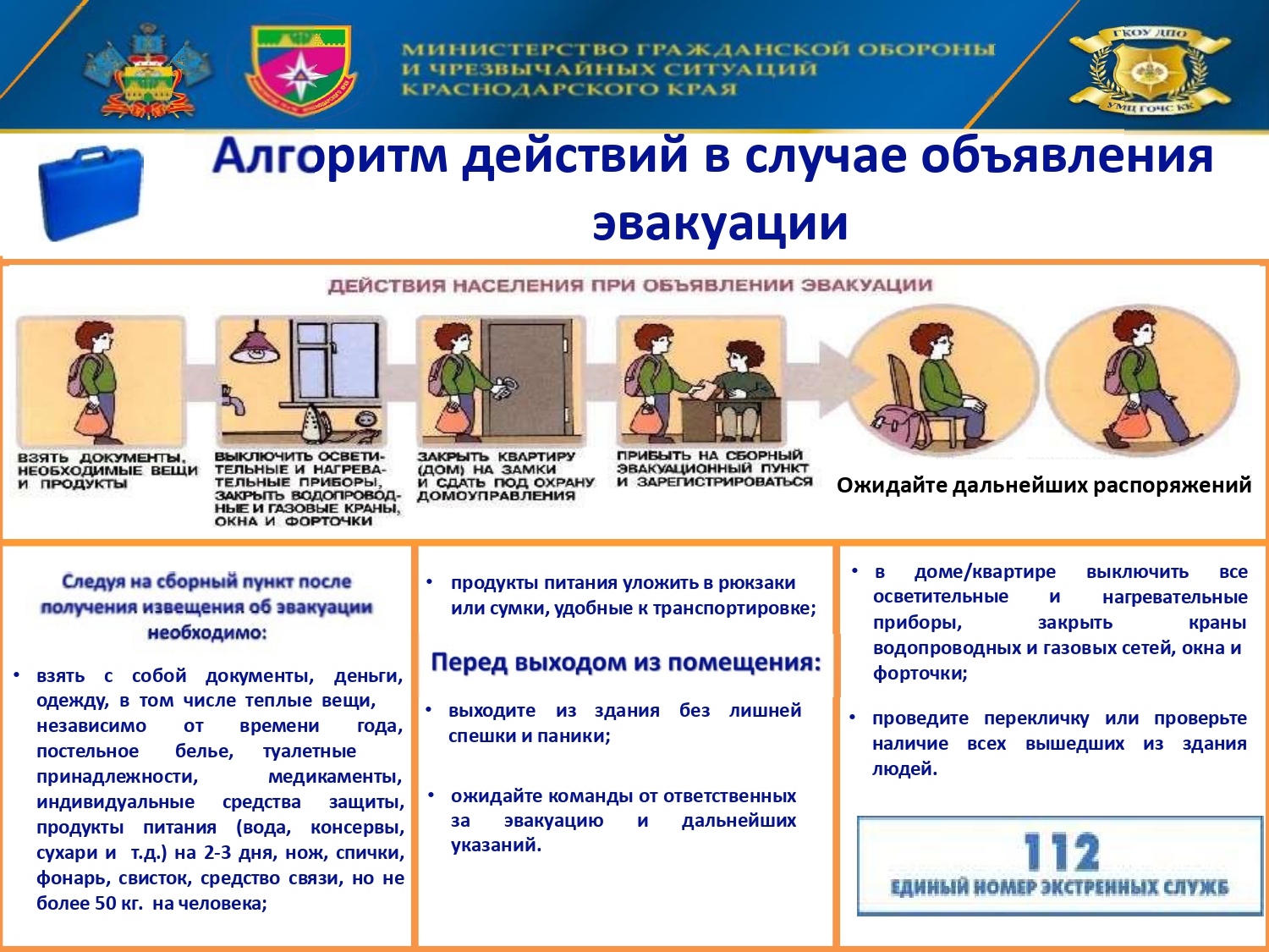 Алгоритм действий в случае объявления эвакуации | МБДОУ МО Г.КРАСНОДАР ...